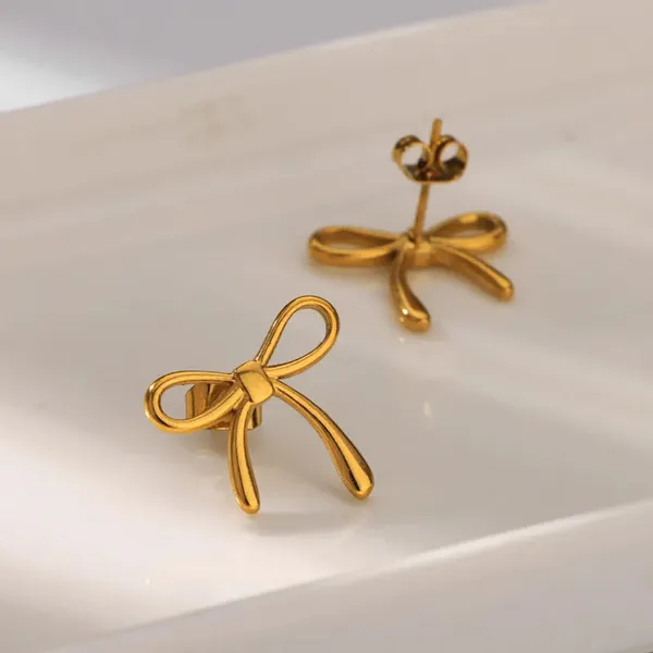Gold_Bowknot_3_Pcs_Rings_Earrings_For_Women